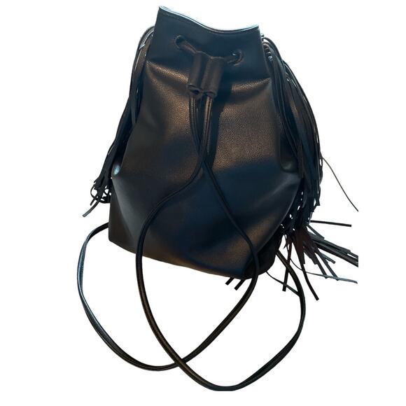 Victoria's Secret Black Fringe Backpack Knapsack Like New - Picture 3 of 8